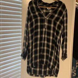 Plaid black and white tunic dress